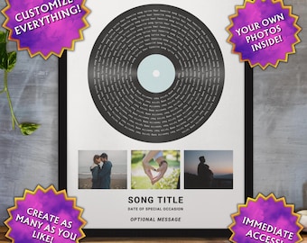 Aangepaste print songteksten, aangepaste songtekstprint, aangepaste songposter, poster bruiloftslied, songtekst poster bruiloft, poster eerste dansnummer, songteksten Record 15