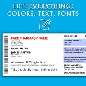 Editable Prescription Label Template Printable Editable Horizontal RX Bottle Pill Bottle Label Canva Template Instant Download 04 image 3