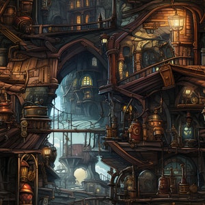 Preview image for 60+ Steampunk Environment Digital Design Papers