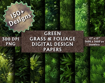 Green Grass & Foliage Digital Papers - Seamless Paper - Grass Meadow Textures - Grass Paper Backgrounds - Instant Download - 150+ Designs