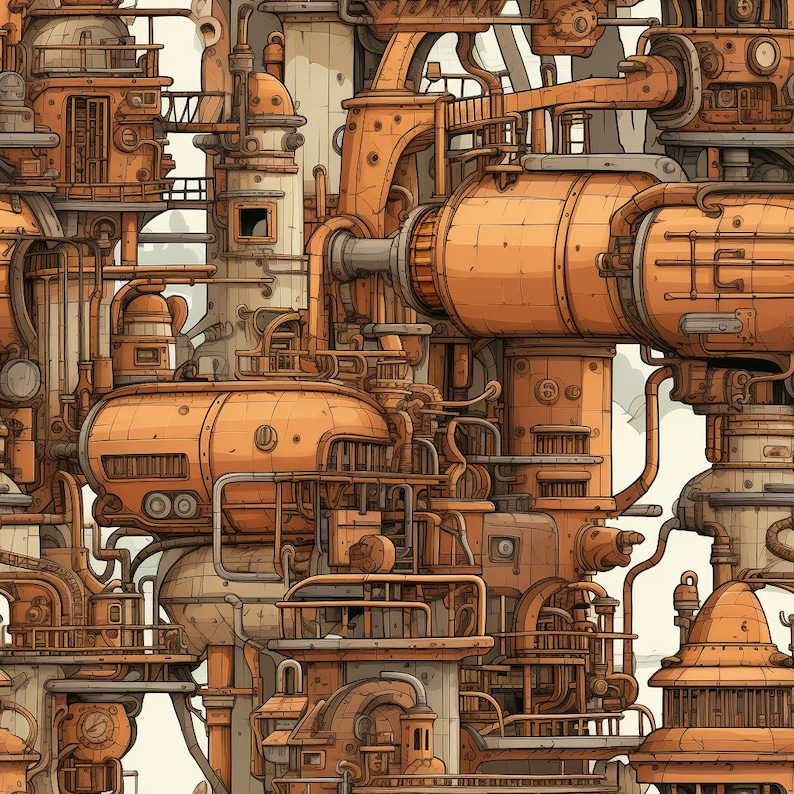 Preview image for 60+ Steampunk Environment Digital Design Papers