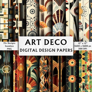 Carte digitali Art Deco - Carte per album - Motivi senza soluzione di continuità - Sfondi digitali - Motivi di arte moderna - Download immediato - Oltre 75 design