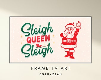 Christmas Frame TV Art - Sleigh Queen Sleigh Art for TV - Holiday TV Frame Art - Xmas Frame Tv Art - Instant Digital Download