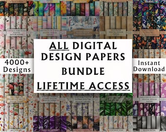 ALLE Digital Design Papers BUNDEL LifeTime Access - Digital Paper Pack - Scrapbook Papers - Naadloze patronen - Digitale achtergrond