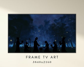 Christmas Frame TV Art - Baby Jesus Twilight Nativity Art for TV - Holiday TV Frame Art - Xmas Frame Tv Art - Jesus Born Art - Download