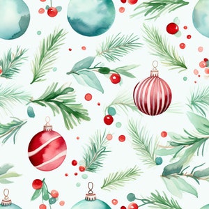 Seamless Watercolor Christmas Inspired Digital Design Paper