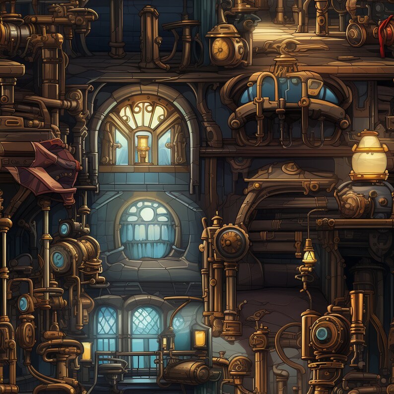 Preview image for 60+ Steampunk Environment Digital Design Papers