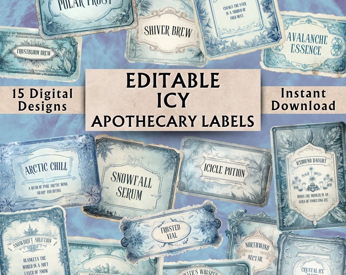 Editable Icy Apothecary Labels - Printable Apothecary Bottle Labels ...