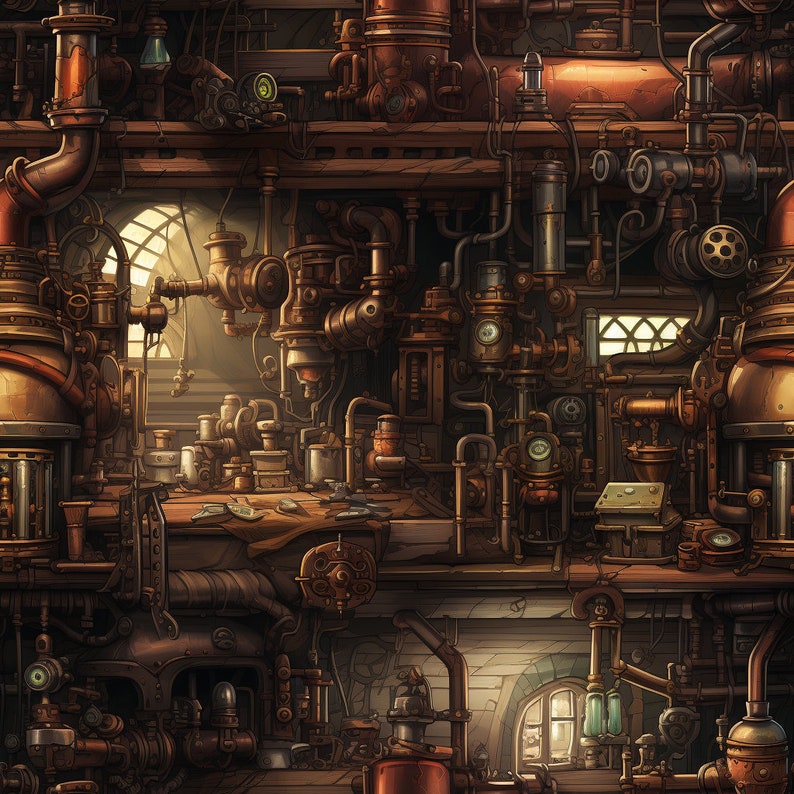 Preview image for 60+ Steampunk Environment Digital Design Papers