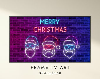 Christmas Frame TV Art - Neon Merry Christmas Art for TV - Holiday TV Frame Art - Xmas Frame Tv Art - Funny Frame Tv - Instant Download