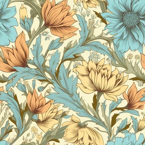 Preview image of a Seamless Pastel William Morris Inspired Digital Design Papers