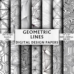 Geometrische Linien Digitale Papiere - Scrapbook Papiere - Nahtlose Muster - Digitaler Hintergrund - Modernes Muster - Sofort Download - 125+ Designs