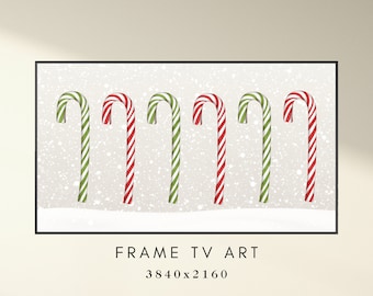 Christmas Frame TV Art - Candy Canes Art for TV - Holiday TV Frame Art - Xmas Frame Tv Art - Instant Digital Download