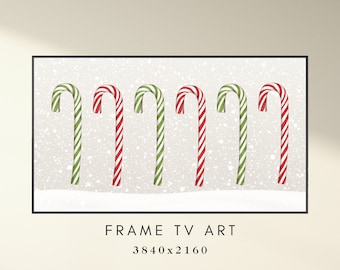 Christmas Frame TV Art - Candy Canes Art for TV - Holiday TV Frame Art - Xmas Frame Tv Art - Instant Digital Download