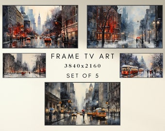 Winter Frame TV Art - Winter Cityscape Art for Frame TV - Christmas Frame TV - Xmas Frame Tv Art - Instand Download - 5 Digital Designs