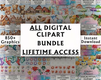 ALL Digital Clipart Graphics BUNDLE LifeTime Access - Digital Sticker Pack - Clipart Bundle Pack - Transparent Clipart - Digital Graphics