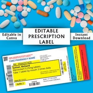 Editable Prescription Label Template Printable Editable Horizontal RX Editable Prescription Label Template Printable Editable Horizontal RX