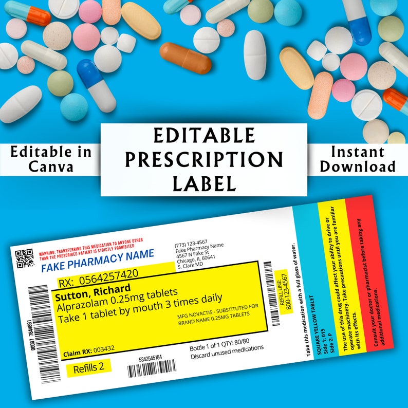 Cover image for an Editable Prescription Label Canva Template