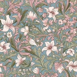 Preview image of a Seamless Pastel William Morris Inspired Digital Design Papers