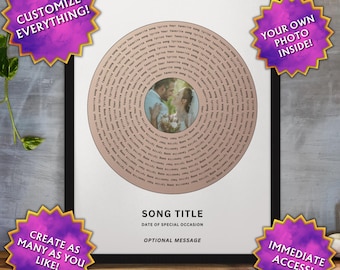 Aangepaste print songteksten, aangepaste songtekstprint, aangepaste songposter, poster bruiloftslied, songtekst poster bruiloft, poster eerste danslied, songteksten Record 14