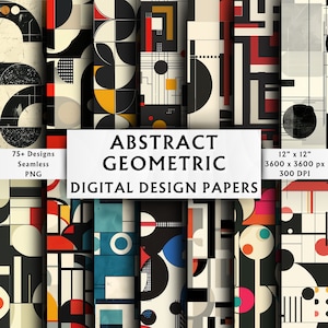 Carte digitali geometriche astratte - Carte per album - Motivi senza soluzione di continuità - Sfondo digitale - Metà secolo - Download immediato - Oltre 75 design