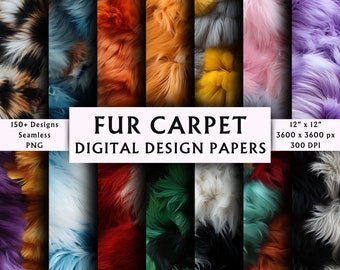 Fur Carpet Digital Papers - Seamless Paper - Rainbow Fur Background - Animal Fur Digital Paper - Fur Textures - Download - 150+ Designs