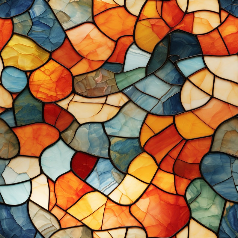 Stained Glass Mosaic Digital Papers Seamless Paper Stained Glass ...