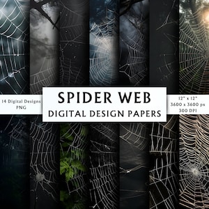 Spider Web Digital Papers - Spider Web Patterns - Scrapbook Papers - Spider Web Backgrounds - Cobweb Digital Backgrounds - 14 Designs