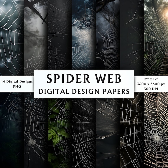 Spider Web Digital Papers - Spider Web Patterns - Scrapbook Papers - Spider Web Backgrounds - Cobweb Digital Backgrounds - 14 Designs