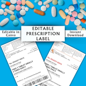 Editable Prescription Label Template Printable Editable Vertical RX Editable Prescription Label Template Printable Editable Vertical RX