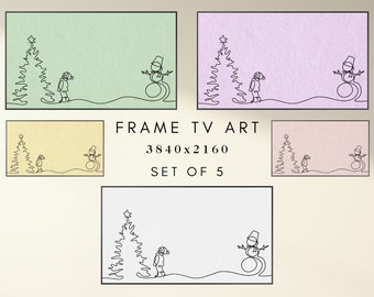 Christmas Frame TV Art - Christmas Child Admiring Tree Line Art for Frame TV - Holiday TV Frame Art - Xmas Frame Tv Art - 5 Digital Designs