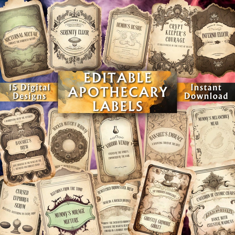 Cover image for an Editable Apothecary Labels Canva Template