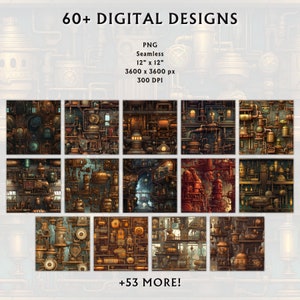 Preview image for 60+ Steampunk Environment Digital Design Papers