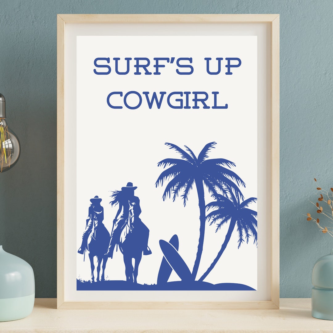 Surf's up Cowgirl Wall Art - Coastal Cowgirl Wall Art - Trendy Coastal ...