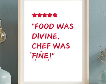 Red Chef Art Print, Chef Was Cute, Aesthetic Kitchen Decor, Cute Cooking Art, Kitchen Wall Art Print, Funny Kitchen Print, Funny Chef Art 05