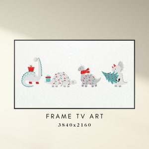Cute Christmas Dinosaurs Samsung Frame TV Art