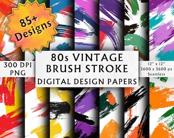 80s Vintage Brush Stroke Digital Papers - Seamless Paper - Retro Background - Abstract Watercolor - Instant Download - 85+ Designs