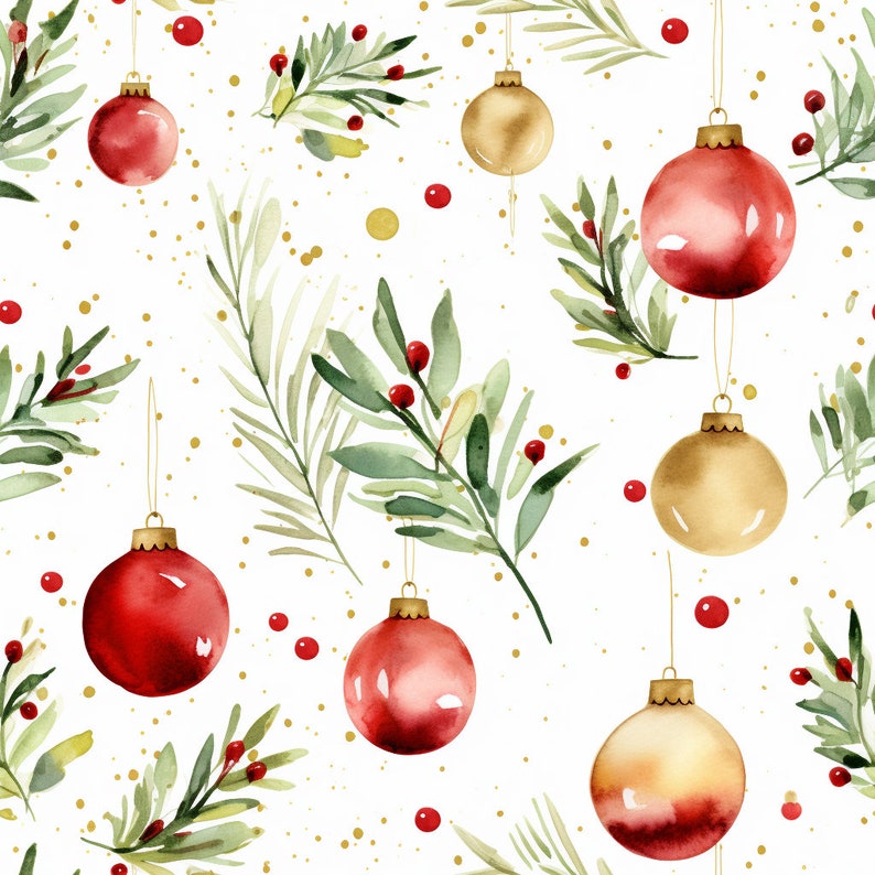 Seamless Watercolor Christmas Inspired Digital Design Paper