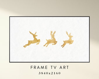 Christmas Frame TV Art - Reindeer Jumping Art for TV - Holiday TV Frame Art - Xmas Frame Tv Art - Farmhouse Frame Tv - Download