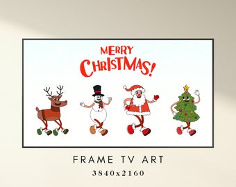 Christmas Frame TV Art - Retro Merry Christmas Art for TV - Holiday TV Frame Art - Xmas Frame Tv Art - Funny Frame Tv - Instant Download