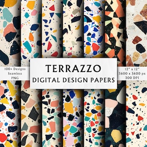 Terrazzo Digital Papiere - Scrapbook Papiere - Nahtlose Muster - Digitaler Hintergrund - Quarz Muster - Instant Download - 100+ Designs