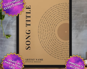 Aangepaste print songteksten, aangepaste songtekstprint, aangepaste songposter, poster bruiloftslied, songtekst poster bruiloft, poster eerste dansnummer, songteksten Record 11