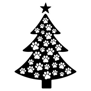 Paw Print Christmas Tree SVG Clipart