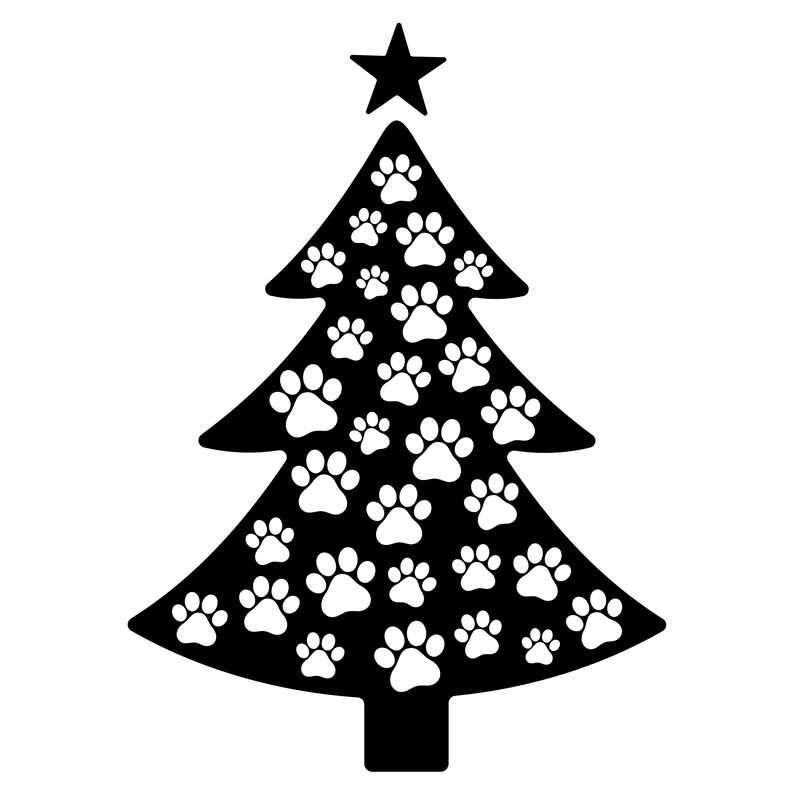 Paw Print Christmas Tree SVG Clipart