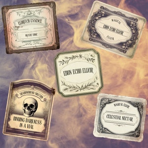 Preview image for an Editable Distressed Apothecary Labels Canva Template