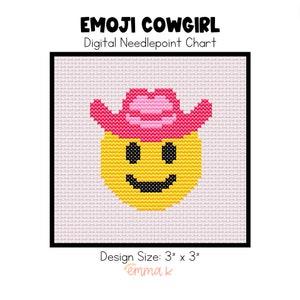 Emoji Cowgirl digitale Nadelspitze Stichmuster | 18 Maschen