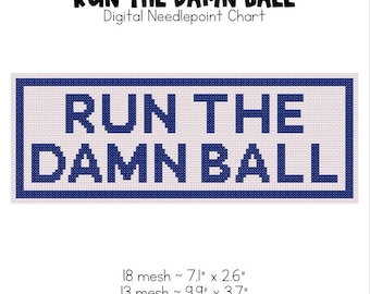 Run the Damn Ball - Schema digitale per punto croce / 18 maglie o 13 maglie