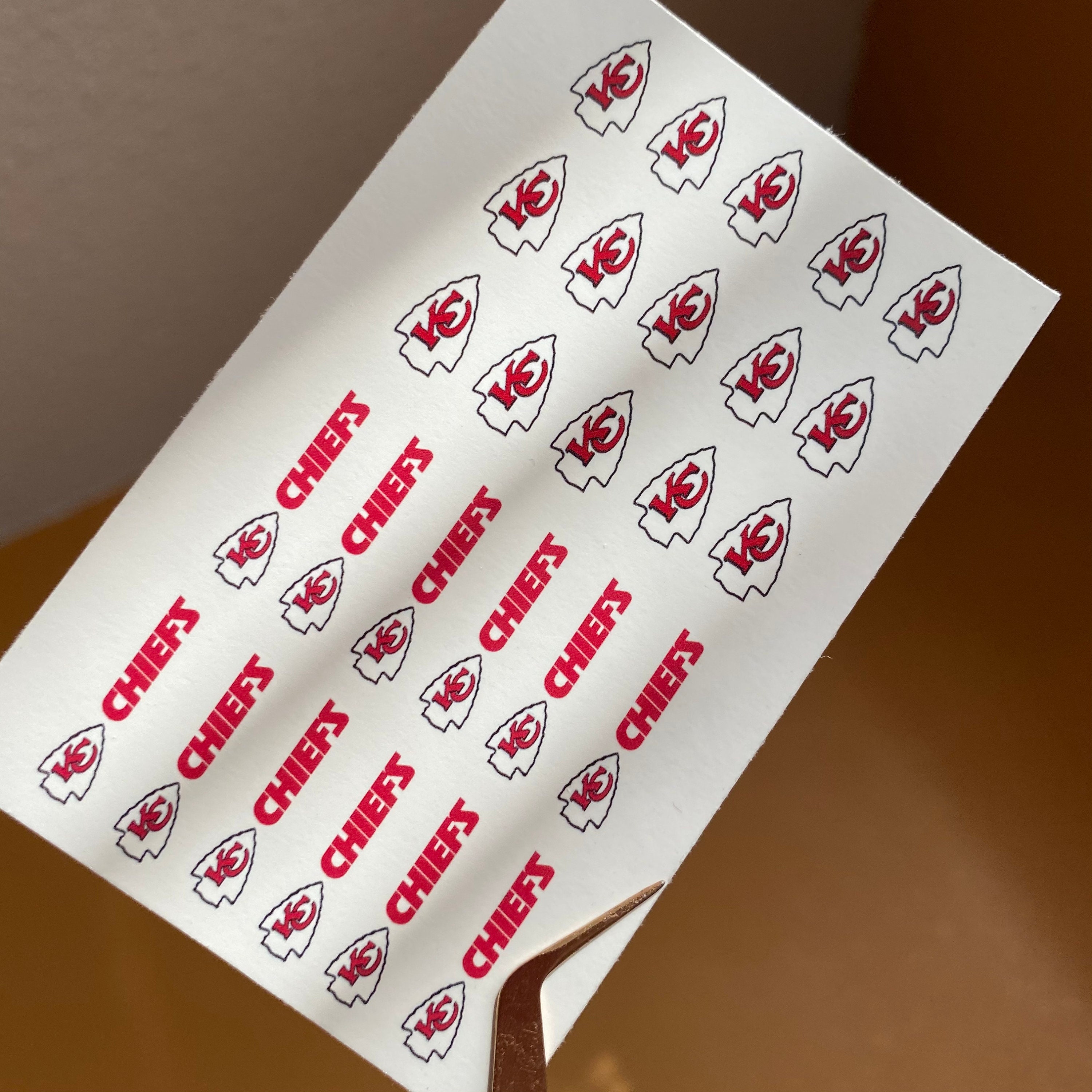 KC Chiefs Nail Decals NFL Nail Decals Waterslide Nail Decals Etsy