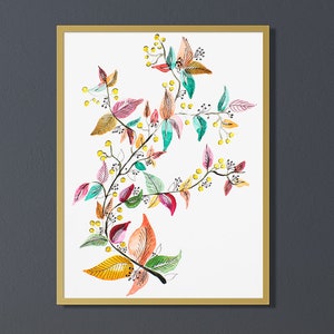 Botanische Wandkunst Druckbare digitale WandKunst Download Dekor Blume für Schlafzimmer Wohnzimmer Aquarell Blätter Dekoration trendy Floral