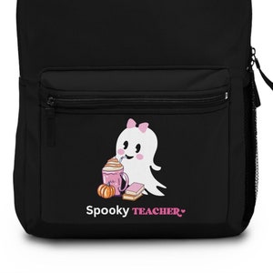 先生用バックパック、不気味な先生の幽霊、先生の友人への贈り物、読書先生用バッグ、ハロウィンの先生への贈り物、かわいいバックパック、おしゃれなバックパック